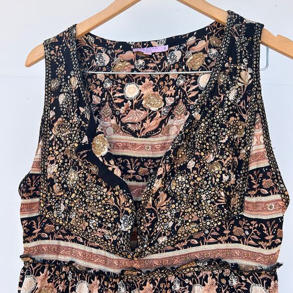 Calypso St. Barth Silk Sequin Embroidered Maxi Dress Long Brown Small Boho - Picture 5 of 13